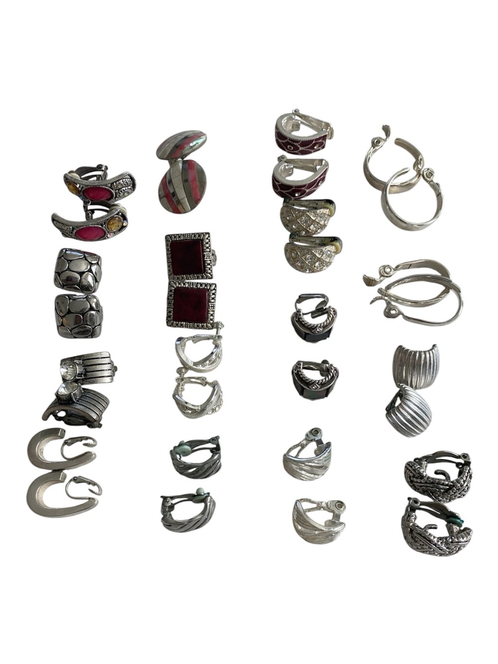 Chico's Stein Mart Dressbarn Mixed Lot of 16 Clip-On Earrings Silver Tone
